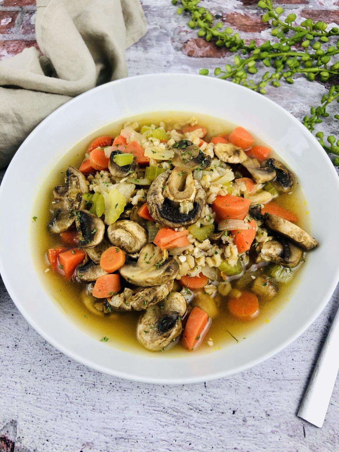 Easy Vegan Mushroom Barley Soup | Healthy Foodie