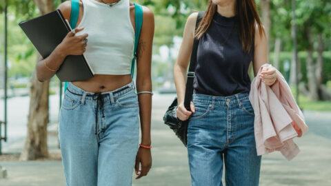 college student walking