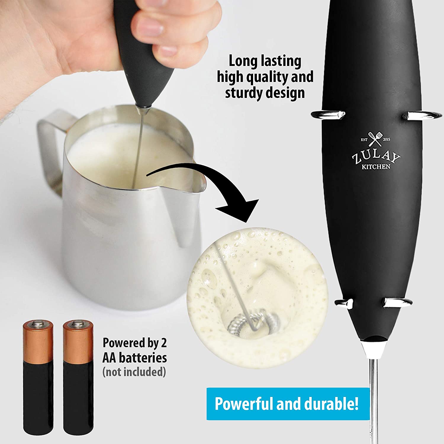 zulay original milk frother handheld