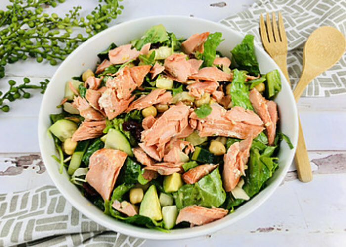 Avocado and Chickpea Salad Recipe with Salmon